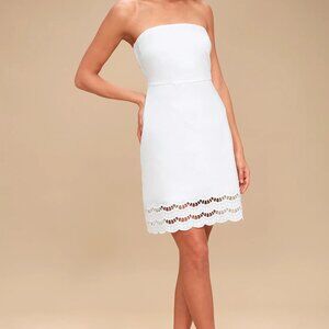 Sunny Sweetheart White Lace Strapless Dress